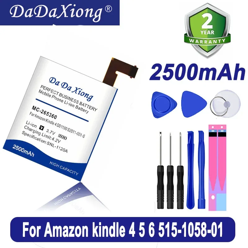 2500mAh Battery For Kindle 4 5 6 D01100 515-1058-01 MC-265360 S2011-001-S DR-A015 Gift Tools +Stickers image_0
