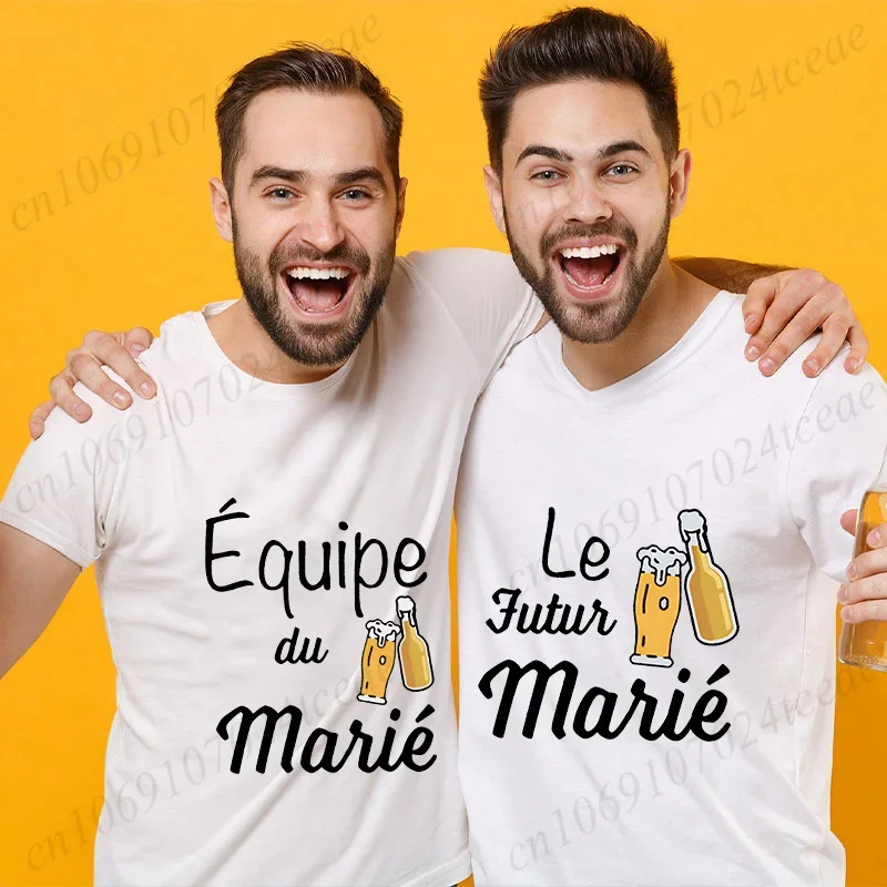 Beers for The Groom Squad T-shirt French Evg Team Future Groom Best Man Tshirt Boyfriend Bachelor Party Tees Wedding Clothing 2