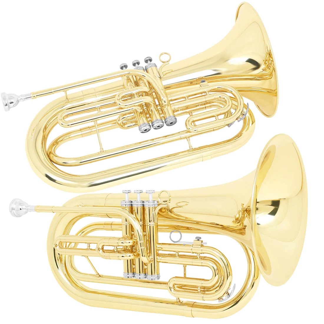 SLADE Bb Key Marching Number Gold Marching Tenor Horn with Standing Keys with Bag Cloth Glove Accessories Brass Instruments