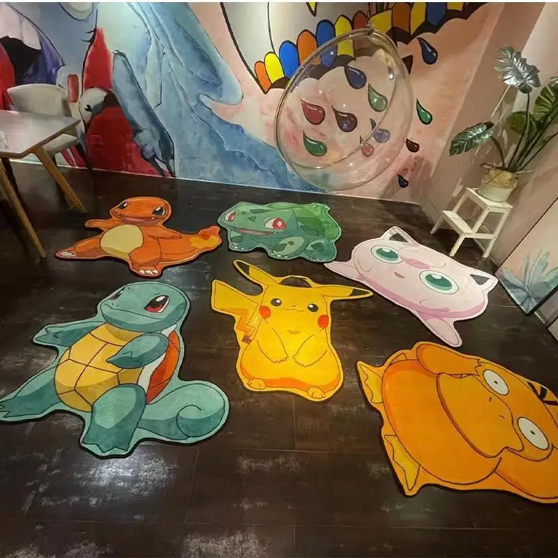 Cartoon Anime Pokemon Plush Carpet 3D Irregular Non Slip Absorbent Floor Mat Living Room Bathroom Bedside Rug Home Decor