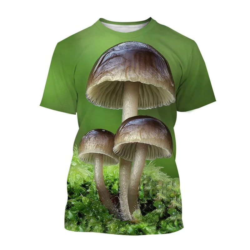 

Unique Design Plants Mushroom 3D Printing T-Shirt Men Round Neck Short Sleeves Casual T Shirt Summer Streetwear Tee Shirts