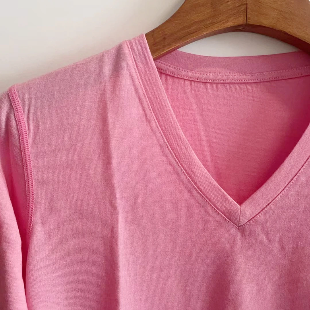 Women's 16.5Micro merino wool V Neck T shirt long sleeve Next to Skin merino wool base layer tops sports clothing Quick dry 6