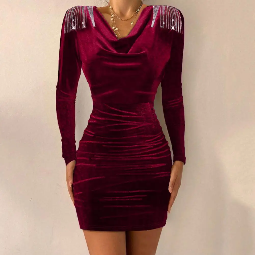 

Women Hip-hugging Dress Elegant Lace V Neck Evening Dress with Irregular Hem Sequin Detail for Women's Party Prom Slim Fit