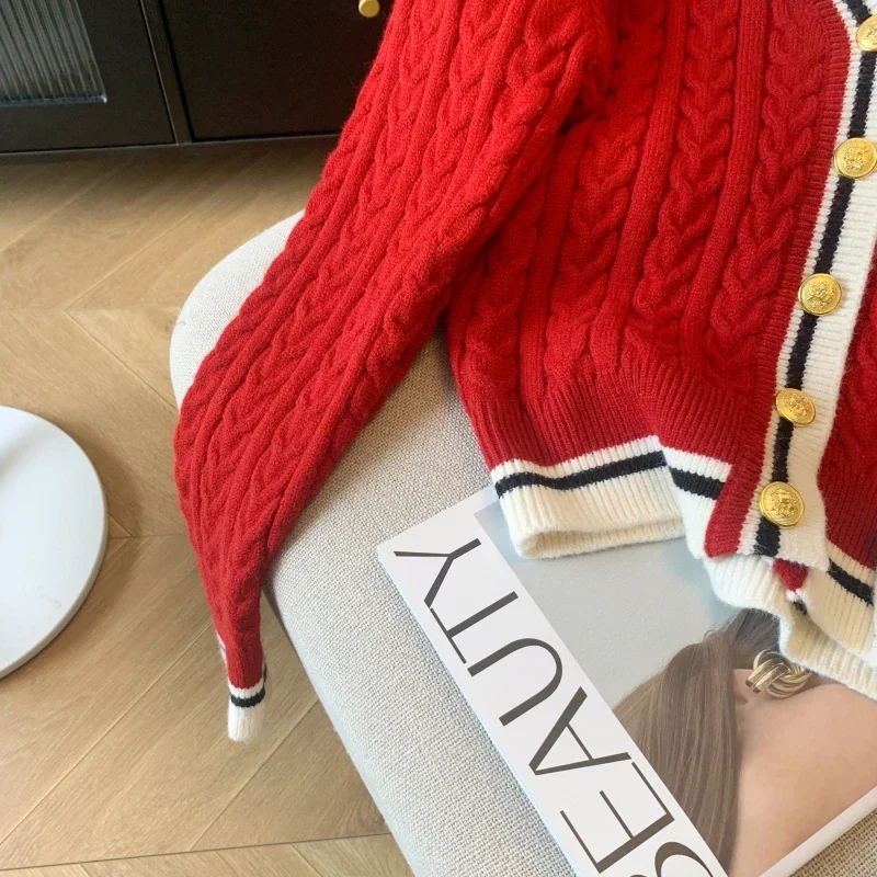 Fashion Knitted Cardigan Women V-Neck Pullover Warm Knitwear Jumper Clothes Casual Sweater Autumn Winter Kpop 2000s Aesthetic