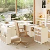 63" Standing Desk with File Cabinet, Privacy Panel, AC/USB, 1.18" Desktop, Executive L Shaped Height Adjustable Desk 1