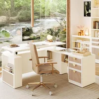 63" Standing Desk with File Cabinet, Privacy Panel, AC/USB, 1.18" Desktop, Executive L Shaped Height Adjustable Desk 1