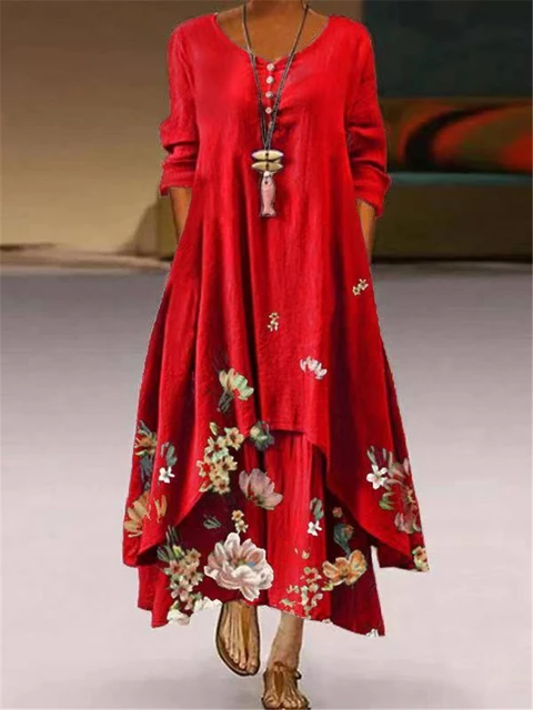 Cherry Red Winter Maxi Dress for Women 2