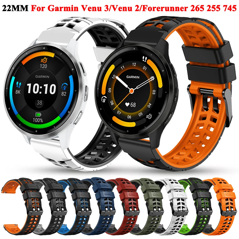 

22mm Silicone Watch Straps For Garmin Venu 3 Venu3 /Venu 2 Venu2 Replacement Smartwatch Band Wristband Bracelet Belt Accessories
