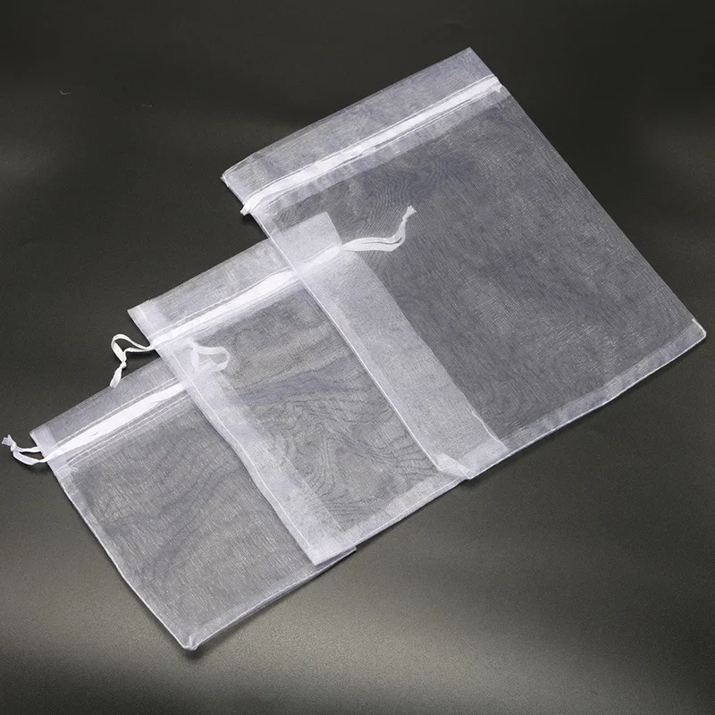 50PCS 5x7 7x9 9x12 10x15 11x16 13x18 15x20 17x23cm White Organza Bags Christmas Halloween Birthday Party Wedding Gift Box Bags 2