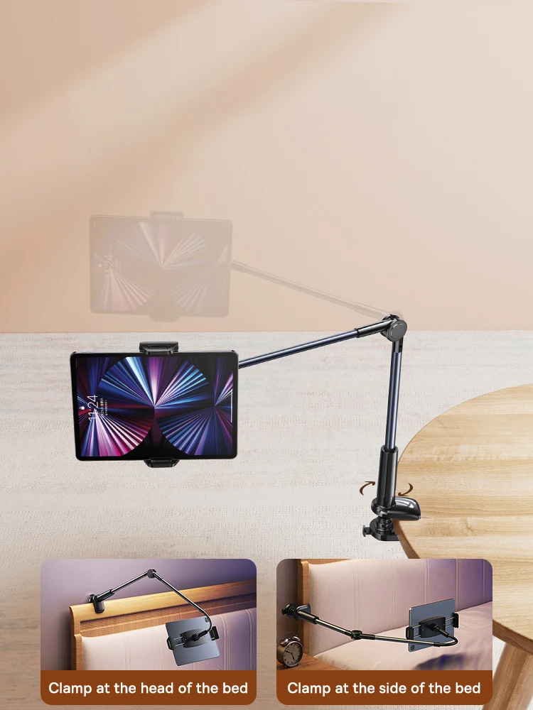 Baseus Clip Phone Holder 360° Rotatable Lazy Tablet Stand Long Arm Base for iPho