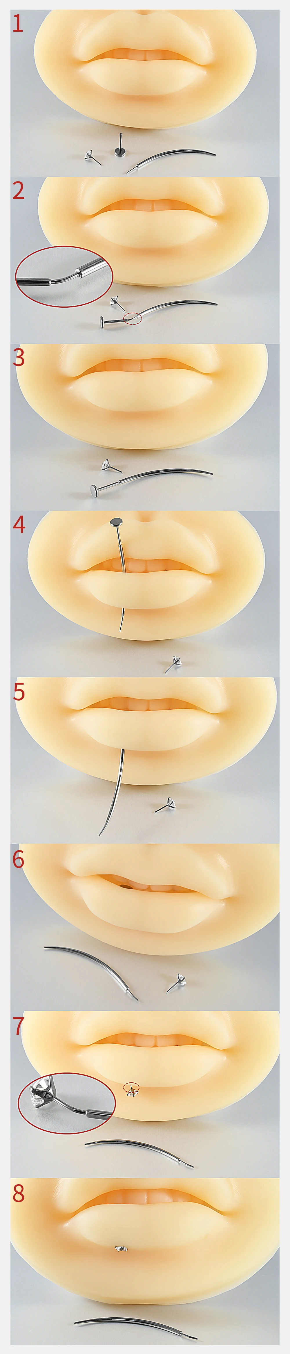 1/5/10PCS Titan Gebogene Kegel Einsetzen Pin Werkzeug Innengewinde Piercing Kit Für Tragus Helix Lip nase Piercing Schmuck – Detail 3