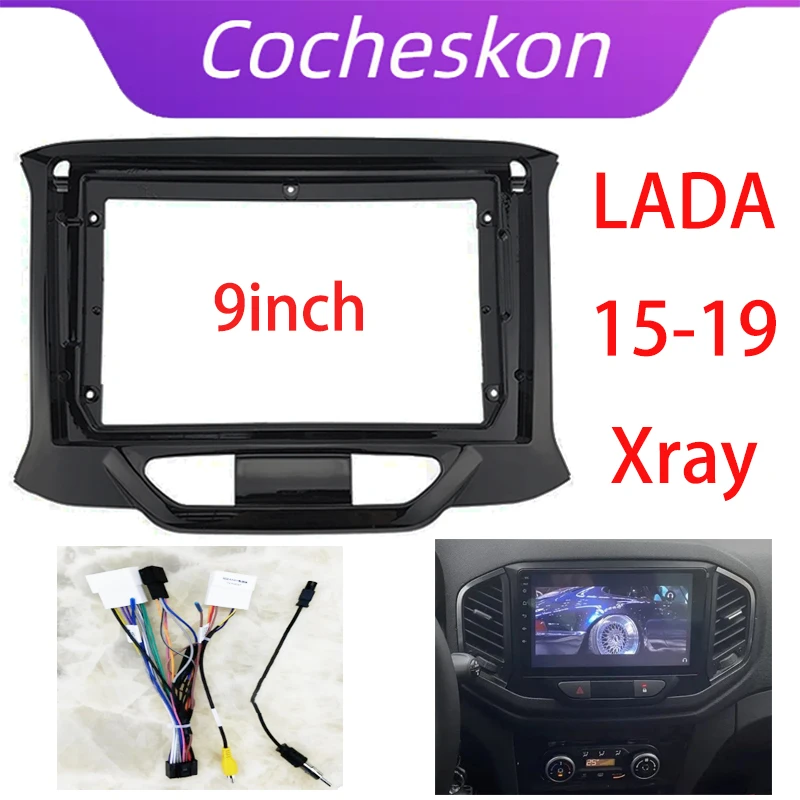 

2 Din автомобильный аксессуар 9 дюймов радио Fascia DVD GPS MP5 Панель рамка для Lada Xray 2015-2019 Комплект кабелей для крепления приборной панели