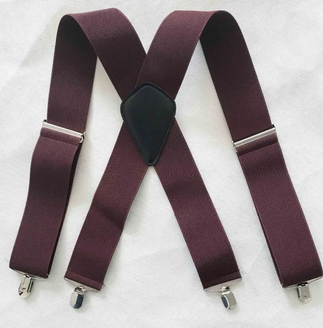 Suspenders Men 2 Inch 50mm Wide Adjustable Four Clip-on X- Back Elastic  Black Red Grey Heavy Duty Braces Suspenders Mens - AliExpress