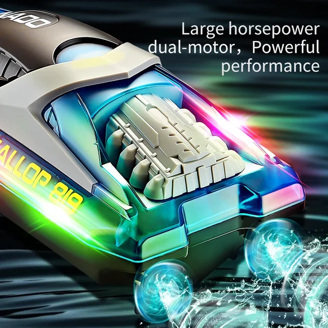 2.4G HJ819 RC Speedboat Remote Control Boat High Speed  Electric Racing Ship  Model Outdoor Waterproof Toy Children Boy Gift 5