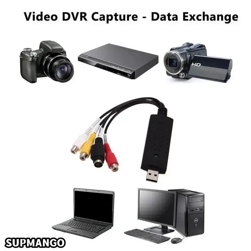 Video Audio Converter USB 2.0 Video Audio Converter Capture Card Easy Cap TV DVD VHS Capture Adapter Card TV DVR