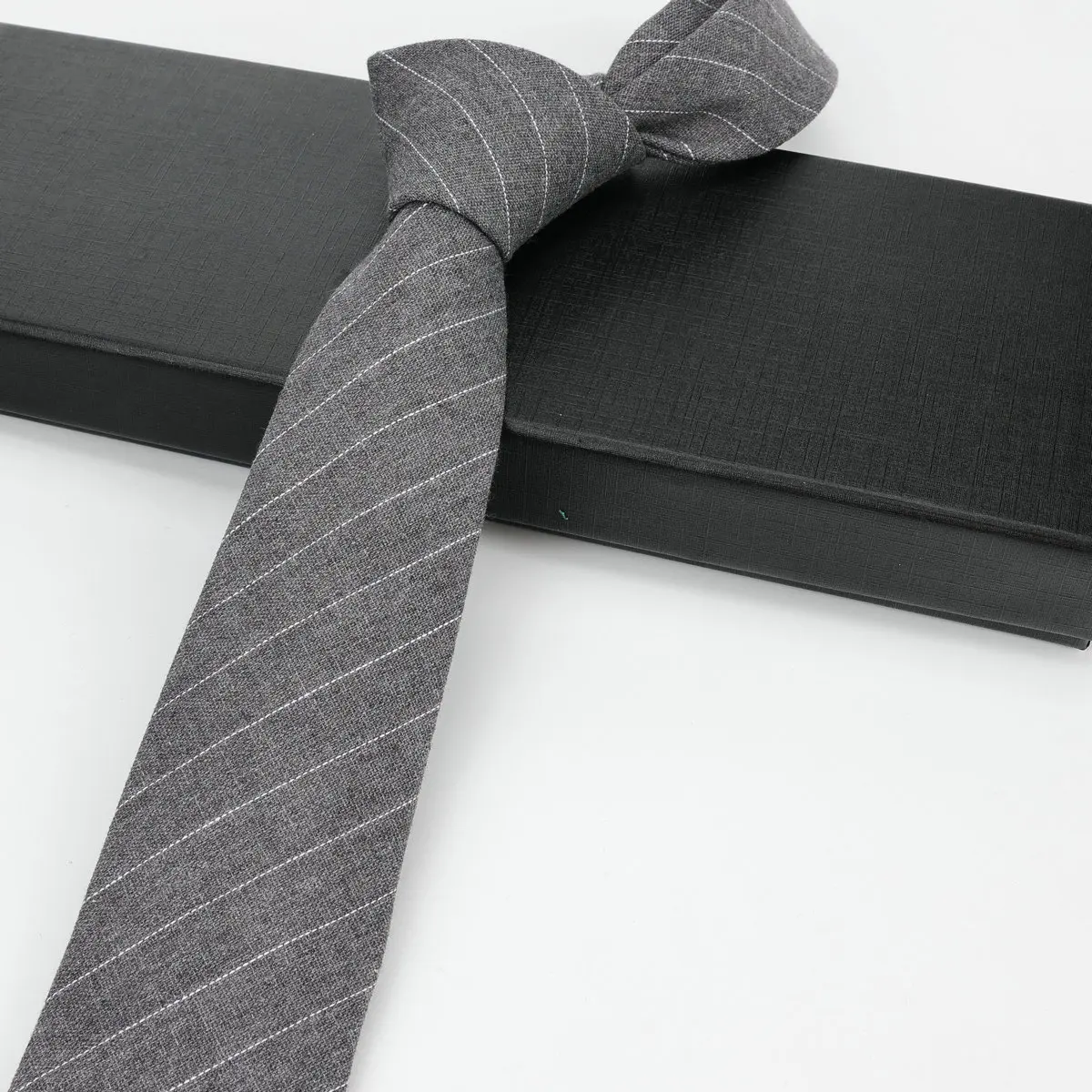 Herrenkrawatten 6 cm, klassische handgefertigte schmale gestreifte Krawatten aus Baumwolle für Herren, schmaler Kragen, schmale Kaschmir-Krawatte, Freizeitkrawatte, Accessoires, Geschenke – Detail 9
