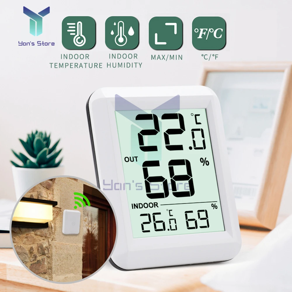 KKmoon LCD Digital Wireless Indoor/Outdoor Thermometer Clock Indoor/Outdoor  Temperature Meter With Transmitter