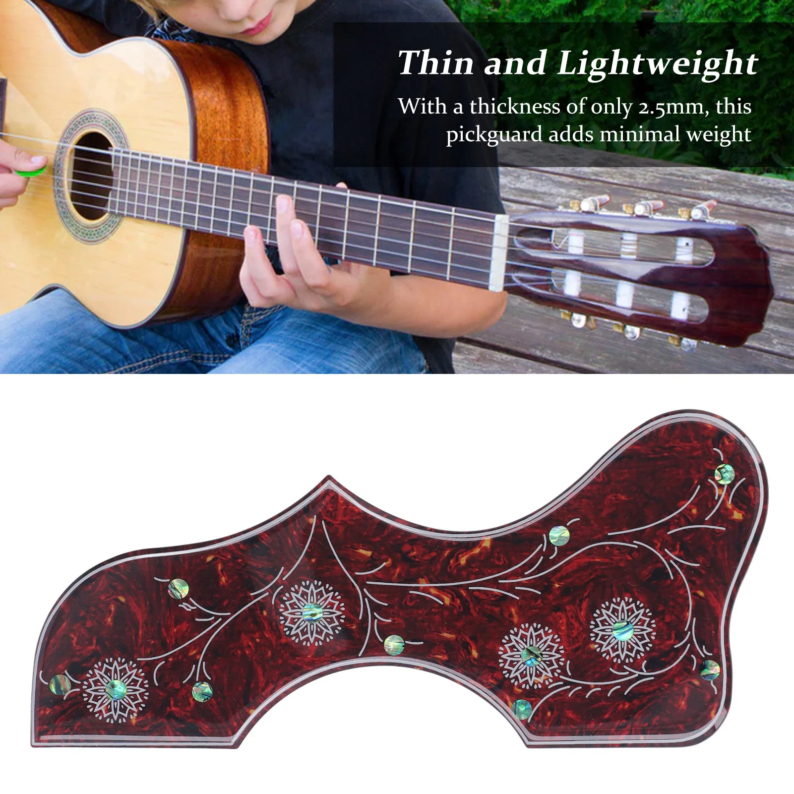 Pickguard Autocollant Pour Guitare Acoustique Avec Motifs Élégants - Protection Et Décoration Rouge Foncé
