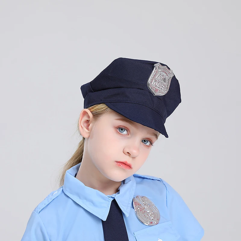 Cosplay Costume Halloween Dress Outfit Girl Police Officer Costume Set Cop Uniform Dress Up Halloween Out fits for Kids
