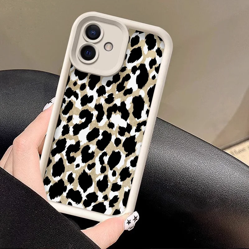 Stylish Retro Black Zebra & Leopard Print Shockproof Silicone Phone Case