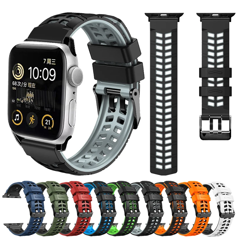 

Силиконовый ремешок для Apple Watch Ultra Band 49 мм 44 мм 41 мм 40 мм 38 мм 42 мм 45 мм, браслет Correa для iWatch Series 8 7 6 5 4 se