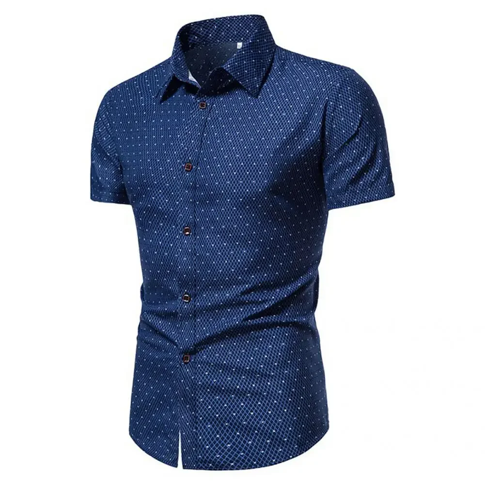 

Great Shirt Lapel Anti-wrinkle Men Shirt Wash-and-wear Slim Fit Summer Top for Business Trip