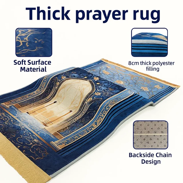 Prayer Rug Living Room Prayer Mat 70*110cm Muslim Islamic Prayer Rug, Carpet Mat, Kneeling Poly Mat with Vintage Pattern, Tassel 1