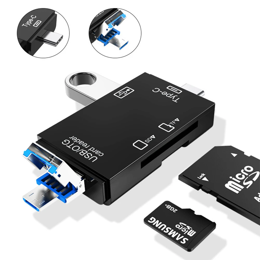 ZS-S1852 Adaptateur de lecteur de carte de caméra OTG 6 en 1 3 USB fem