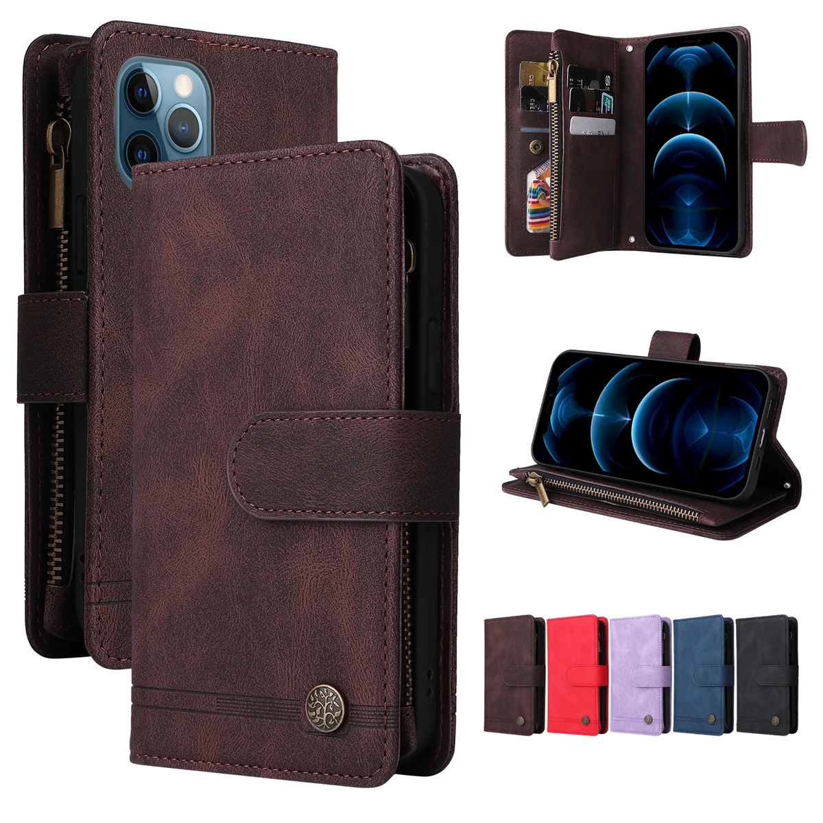 

Sunjolly чехол на молнии для Samsung Galaxy S23 Plus A14 Z Fold A23 M23 M13 A73 A33 ультра Бумажник кожаный чехол для телефона coque