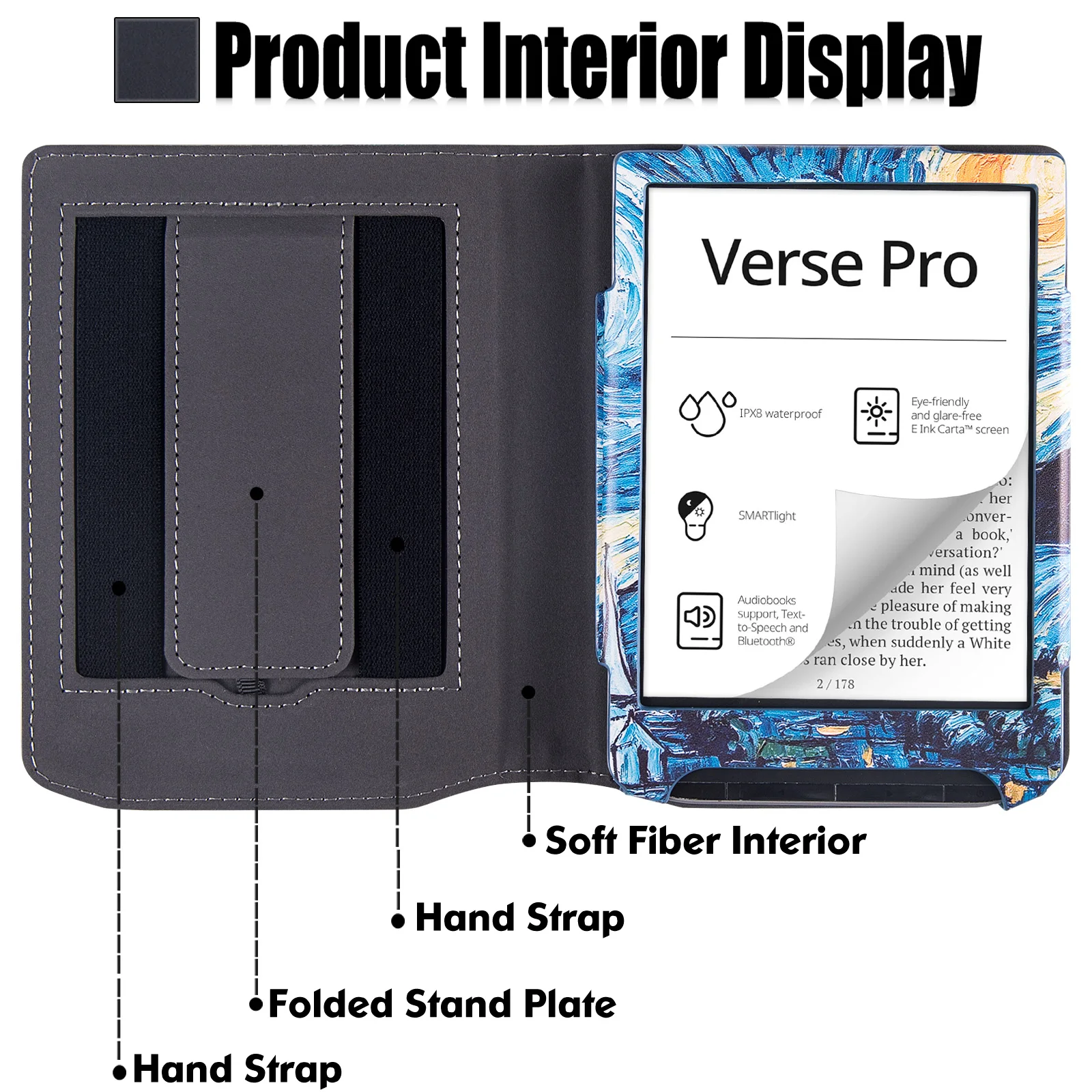 Leather Stand Case para Pocketbook Capa de Manga com Alças de Mão Auto Dormir And Wake 629 Verso 634 Pro Ereader pu - Imagem 5