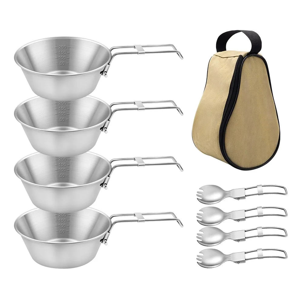 

NEW 300ML Syrah Cup+ Box Camping Utensils 9 Types of Cofell Set Camping Utensils Utensils Container Cutting Utensils Set