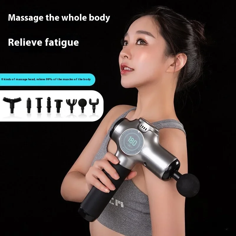 New Portable LCD Touch Household Electric Impact 99-gear Adjustment Massage Gun Muscle Relaxation Fascia Gun with 8 Massage Head