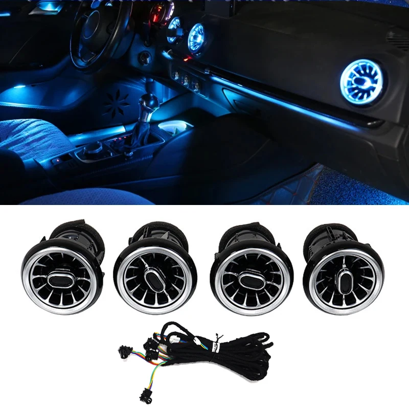 

4PCS Car LED Front Dashboard AC Air Condition Vent Outlet Turbo Interior Trim For Audi A3 2013-2020
