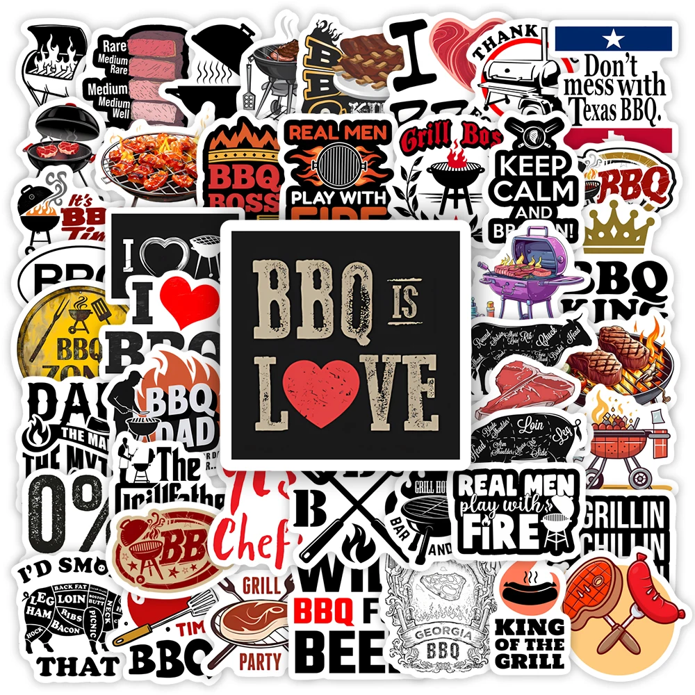 Barbecue BBQ Smokey Kebab Stickers Food DIY Gift Toys Decal for Scrapbook Phone Decorative Luggage Bottles Luggage Waterproof decorative stickers,diy scrapbooking accessories