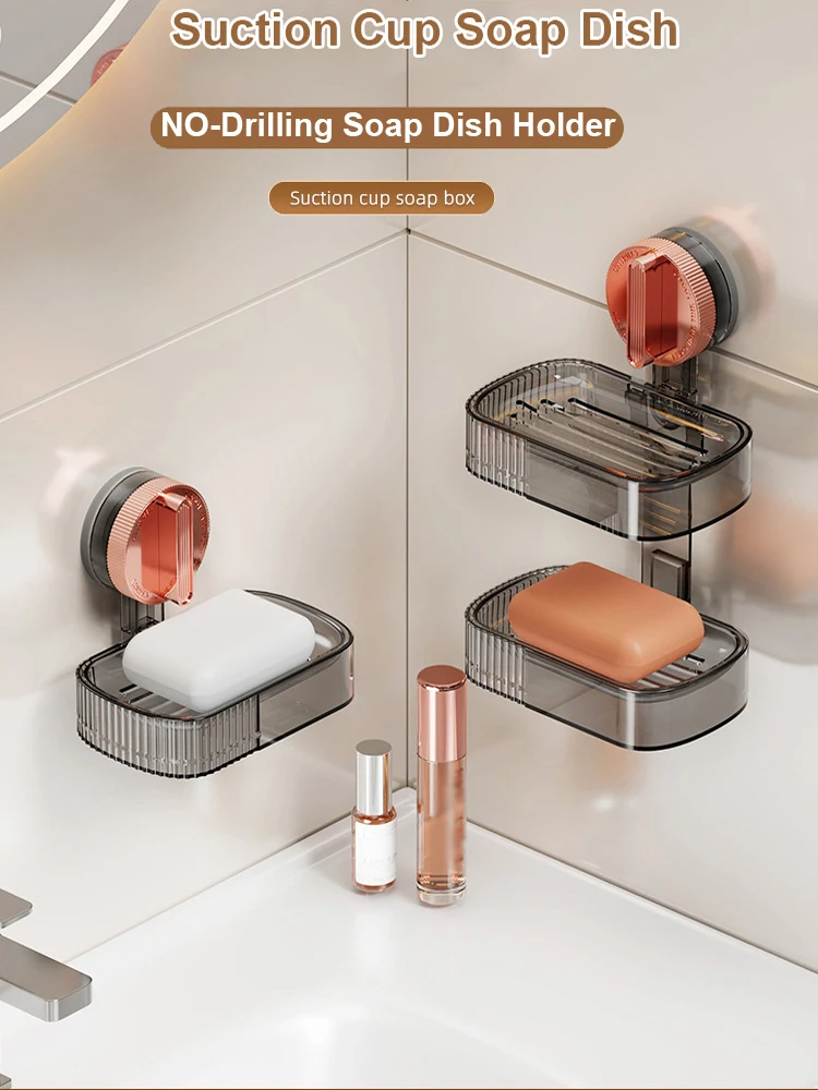 Description Picture 2 of itemSoap Dish Holder for Shower Suction Cup Wall Mounted NO-Drilling Removable Bar Soap Sponge Holder for Bathroom Bathtub Kitchen