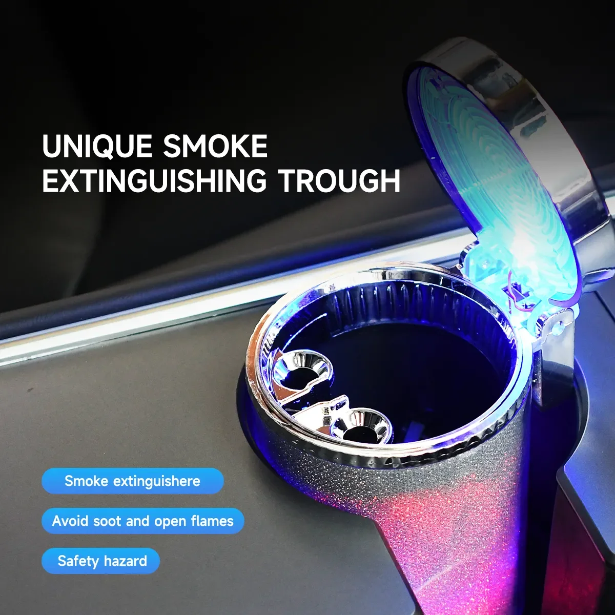 Car Ashtray LED Light Airtight Lid Multifunctional Vehicle Cup Holder Air Vent Ashtray Trash Can Car Interior Decoration car ashtray