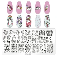 Cartoon Animal Nail Stamping Plates Cloud Star Cute Unicorn Pattern Nail Art Stamping Plate Printing Image nail polish Templates 2