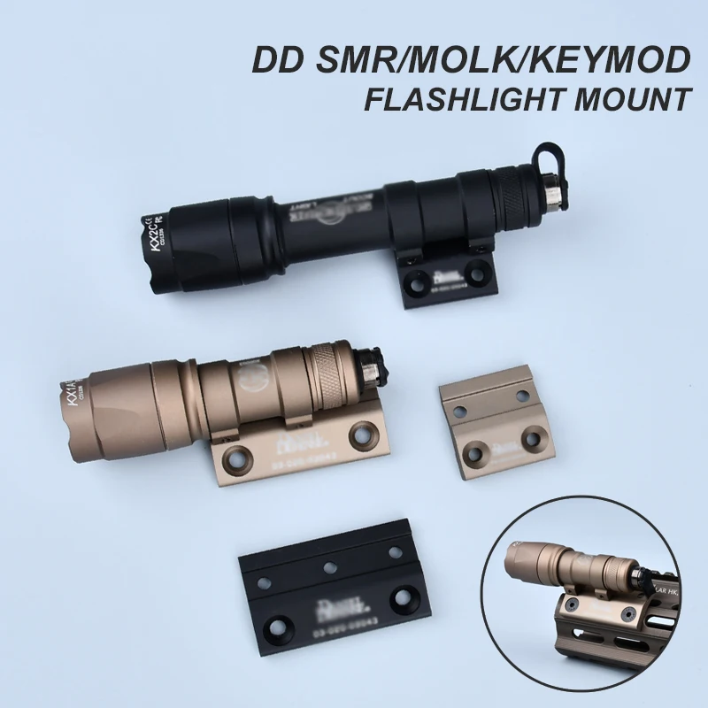 

Tactical DD SMR Mlok Keymod Metal Base Fit Surefir M300 M600 Flashlight Weapon Hunting Scout Light Offset Side Mount Accessories