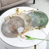 Luxury Storage Tray With Golden Handle Household Tea Dessert Fruit Storage Tray Plate Dinner Plate for Living Room Kitchen 2