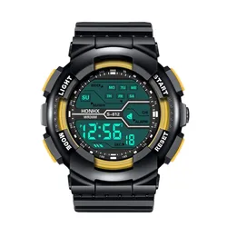 Men's Black LED Waterproof Multifunction Sport Watch (Yellow)