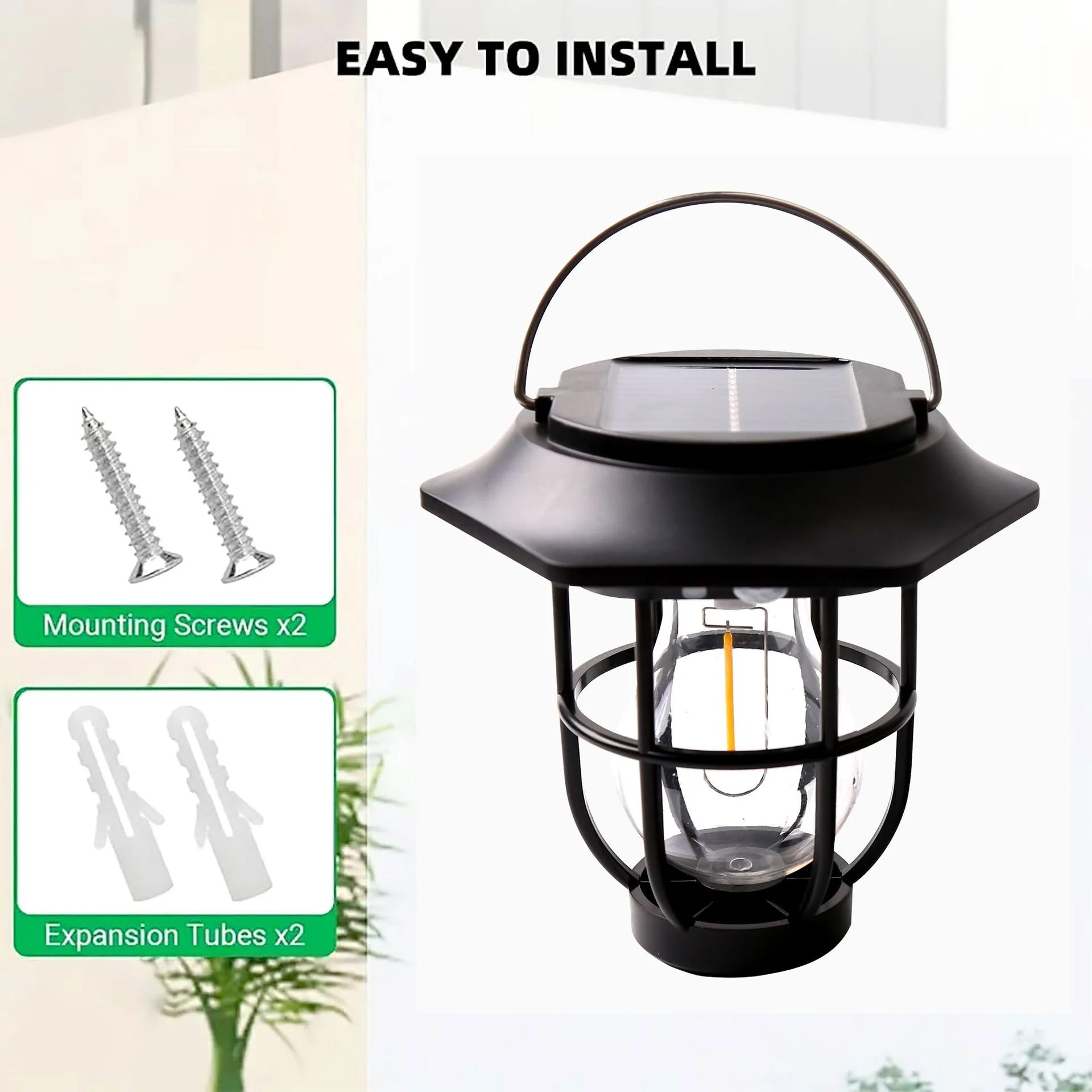Outdoor Solar Bulb Lantern Wall Lamp Garden Courtyard Decoration 3Mode Waterproo