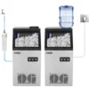 110LBS/24H Commercial Ice Maker Machine with 2 Water Inlets, Freestanding Ice Machine with 24lbs Storage Bin, Ice Scoop & Water 1