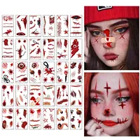 30pcs/Set Halloween Party Temporary Tattoos Zombie Makeup Scar Wound Blood Bleeding Tattoo Stickers Kids Women Men Cosplay 1
