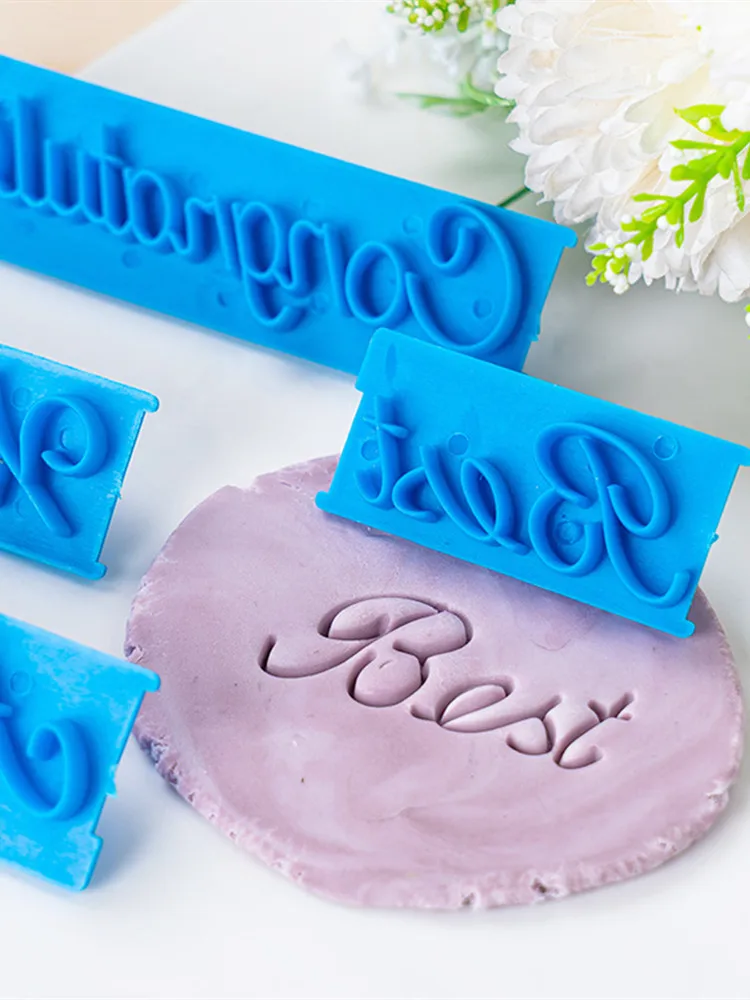 3 Set Scrittura a mano Lettera Cake Embosser Stampi in plastica fai da te Stampo per decorazione torta Cake Embosser 