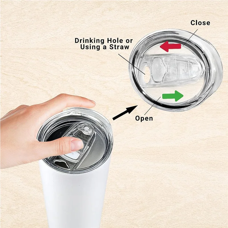 20 Oz Skinny Replacement Lids Tumbler Replacement Parts Accessories Lids Plastic Splash Resistant Covers Spill Proof Skinny