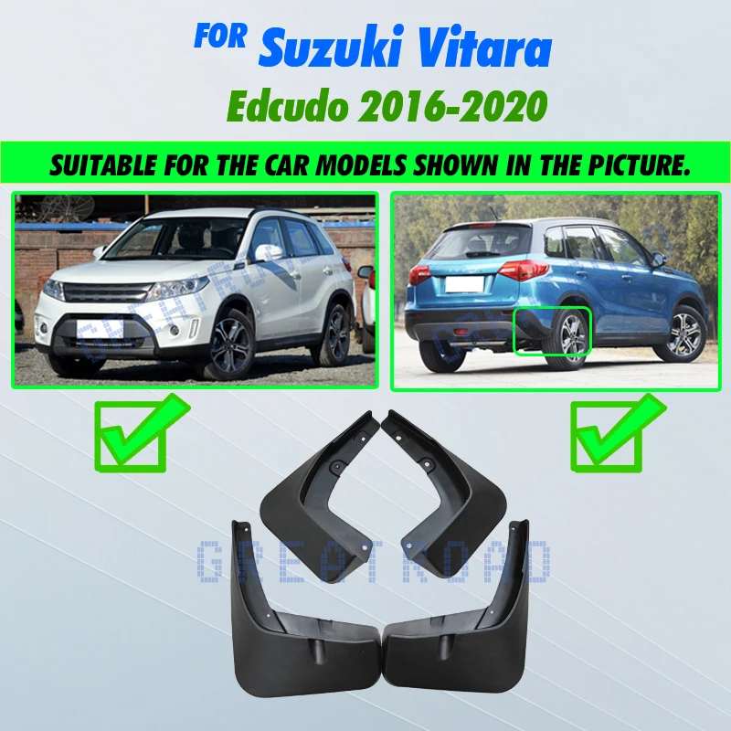 Kit 4 Parafanghi Paraspruzzi In ABS Nero Per Suzuki Vitara 2015-2022 - Protezione Da Fango E Sporco, Ant. E Post. (L/R) - 2