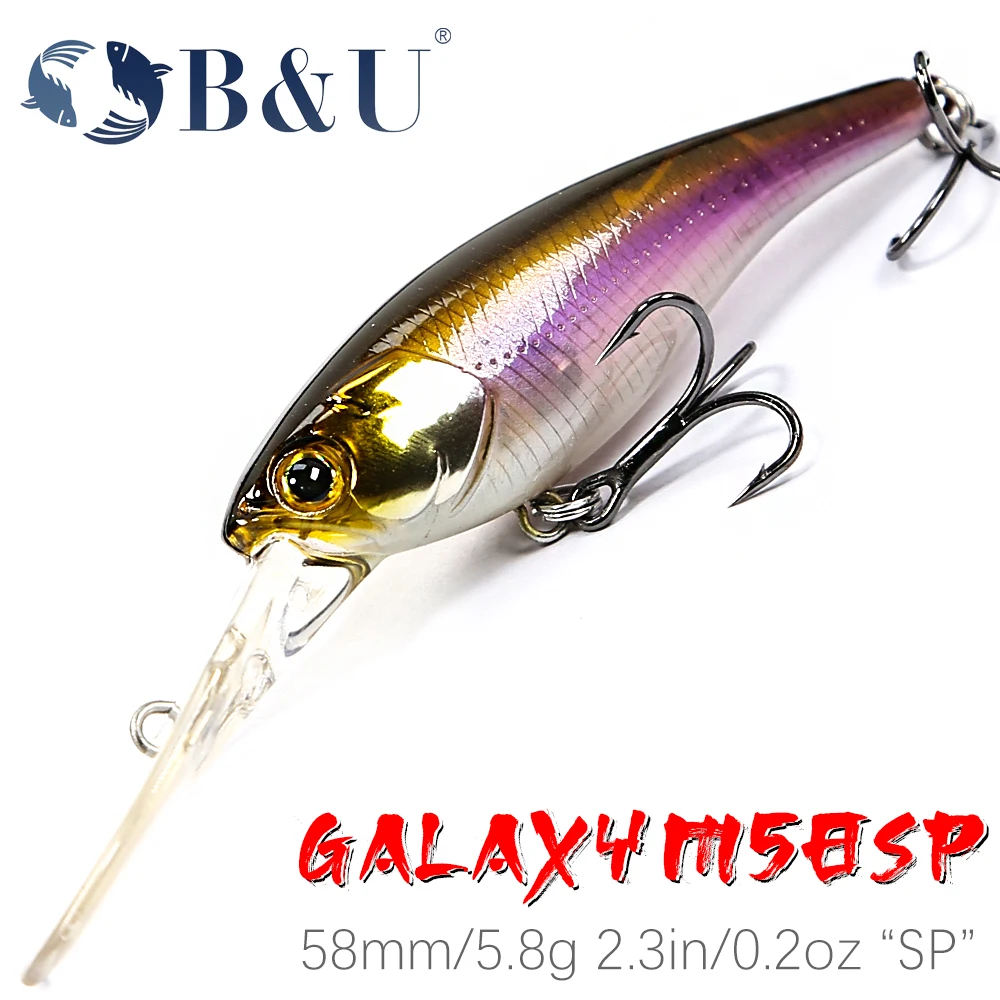 B & U 58Mm 5.8G Sospensione Jerkbait Crankbait Minnow Shad Hard Bait Deep Diver Profondità 2M Richiamo Di Pesca Long Casting