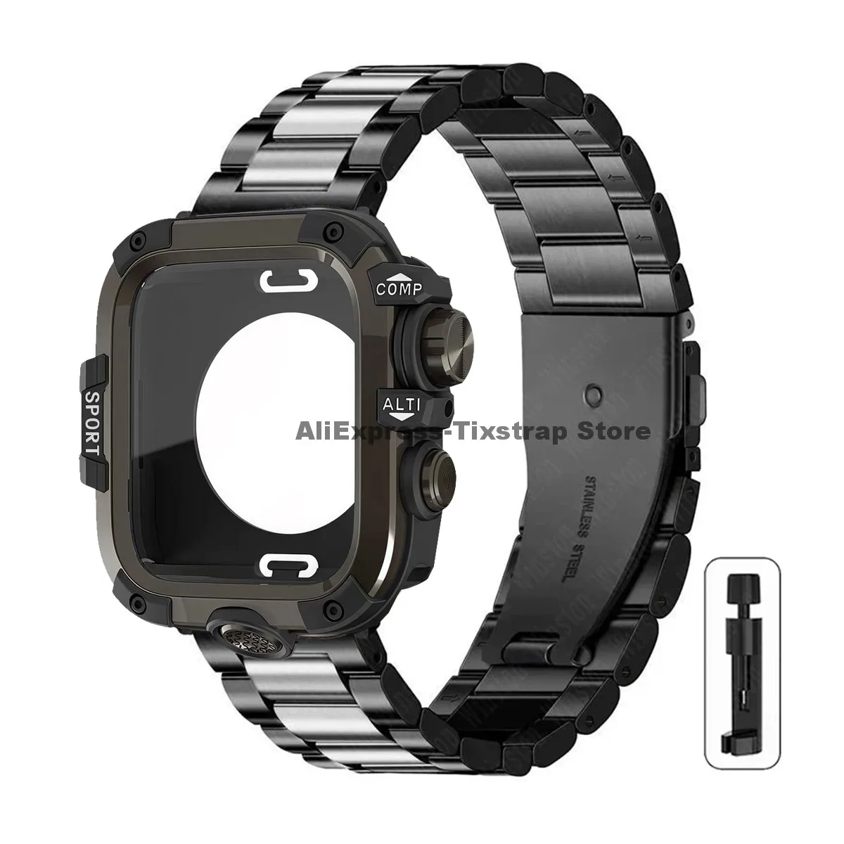 Premium Metal Strap and Protective Case