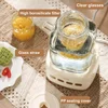360W Mini Health Pot Portable Travel Kettle Multifunctional Tea Maker Smart Office Glass Flower Teapot Auto Keep Warm 1000ml 6