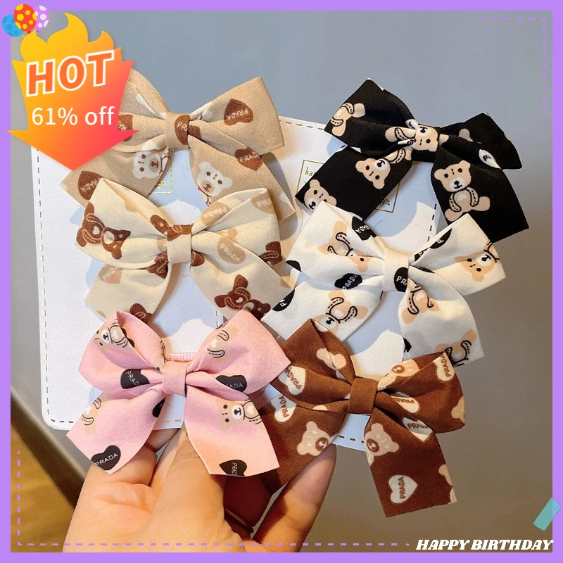 Bear Bow Children Hair Clips for Baby Girls Korea Style Kids Toddler Hair Pins Fashion Lovely Bear Accessories